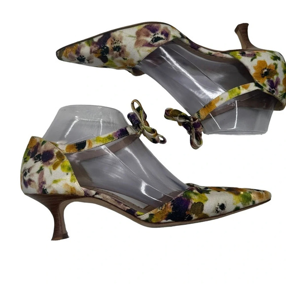 Manolo Blahnik Canvas Floral Print D'Orsay Pump. Sz: EU 37.5/US 7.5 - Picture 6 of 9